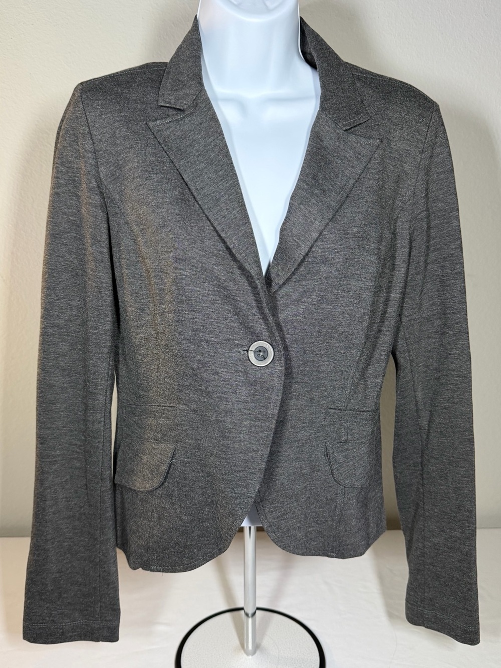 CAbi Heather Gray Single-Button Blazer